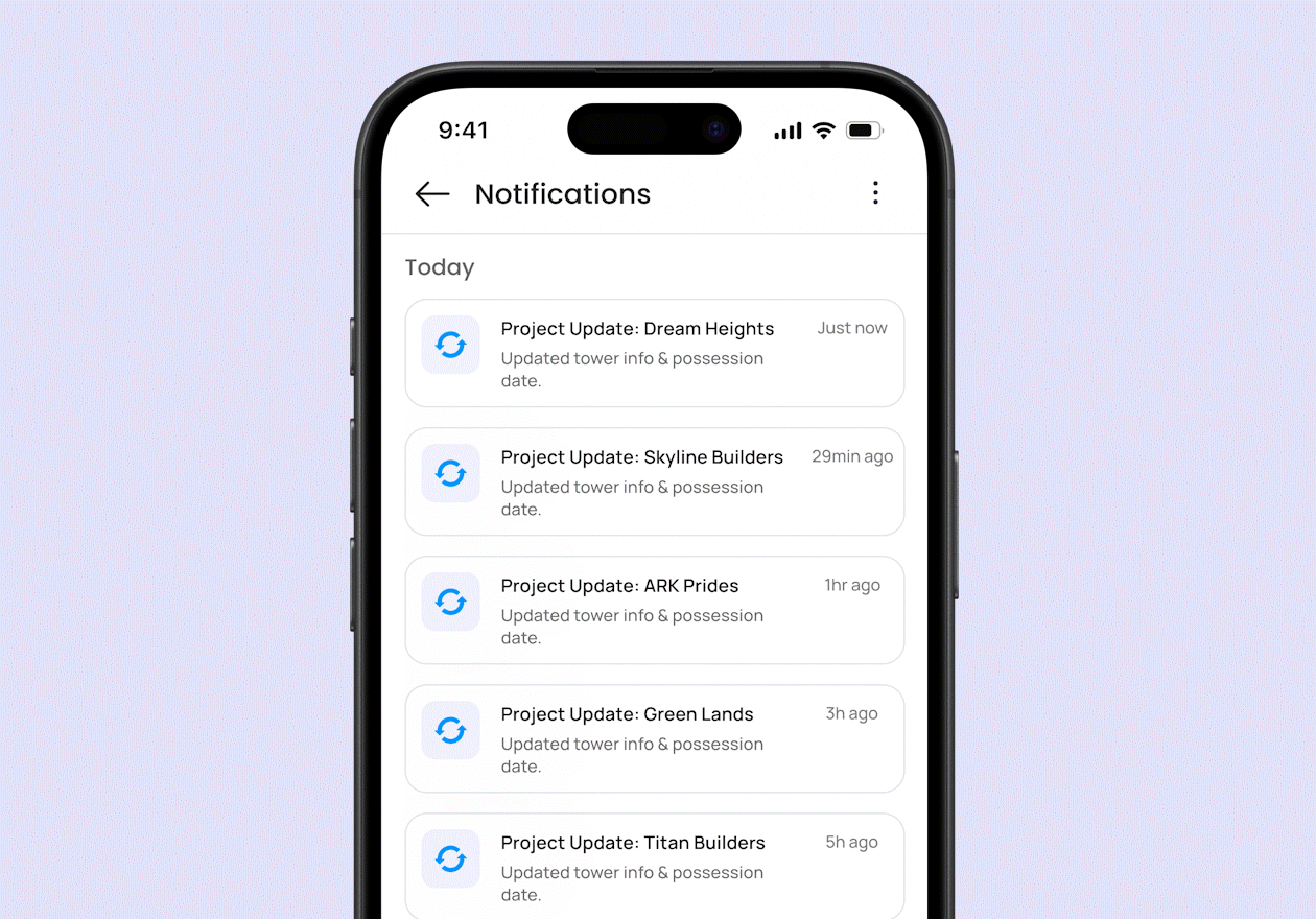 Automatic Project Updates - Notification Interface